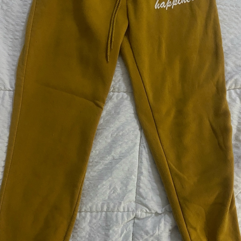 Mustard Yellow Joggers with Happiness Print